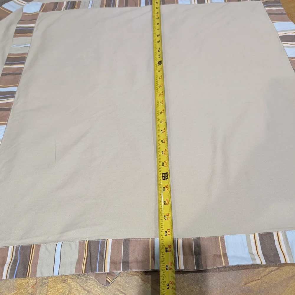 Martha Stewart Beige Tan Framed Striped Mosaic Cotton Euro Pillow Covers 29